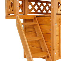 Maison pour chat d'extérieur en bois imperméable à deux niveaux avec balcon et échelle, vente en gros