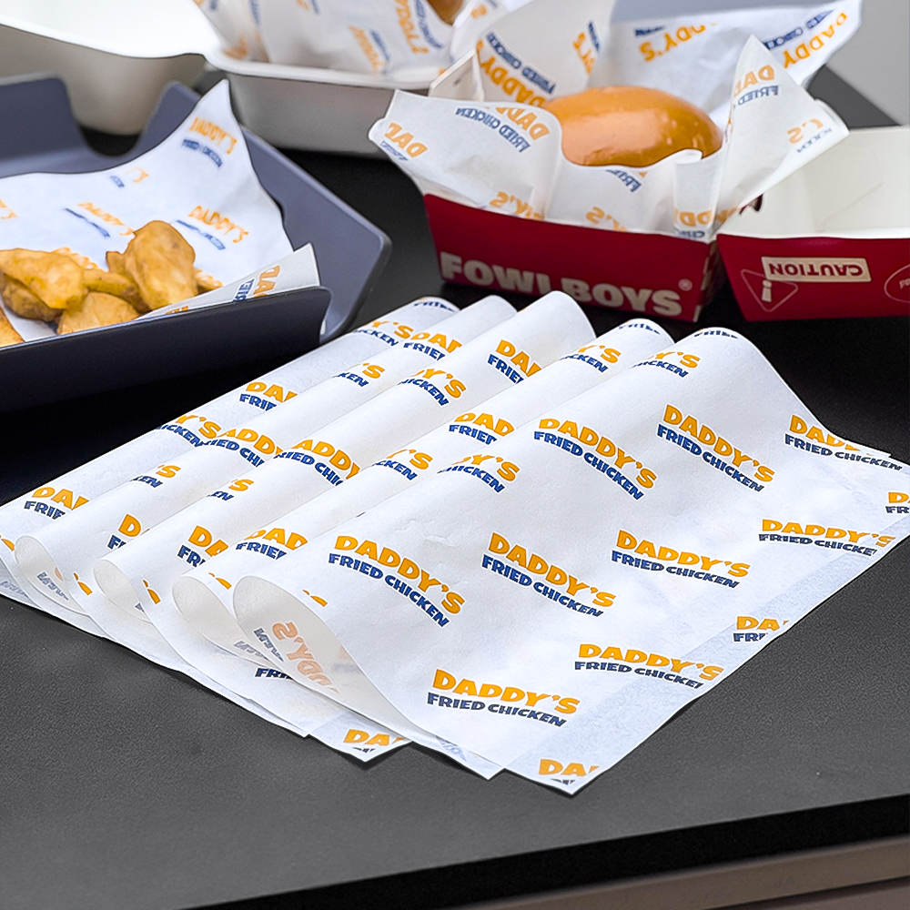 Custom Printed Food Grade PE Coated Grease-Proof Wrapping Paper For Hamburg Bread Pizza Snacks Deli Disposable Toast