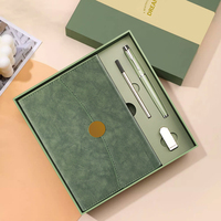 Coffret cadeau d'affaires haut de gamme personnalisable Stock A5 cahier à trois volets couverture en cuir couverture rigide logo imprimable pour les réunions de bureau
