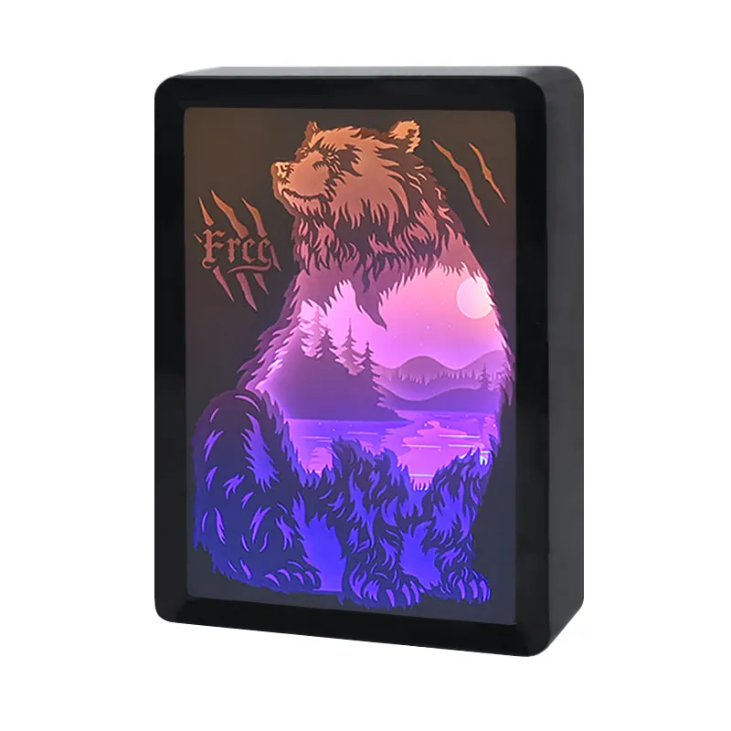 Yearning For Freedom Paper Carving Lamp Protection Animal Decoration Picture Frame Night Light Room Decoration