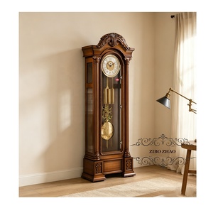 Orologio <span class=keywords><strong>a</strong></span> <span class=keywords><strong>Pendolo</strong></span> da Terra in Legno Intagliato Vintage con Movimento Meccanico <span class=keywords><strong>a</strong></span> 8 Giorni, Fasi Lunari e Spegnimento Notturno, Meccanismo <span class=keywords><strong>Hermle</strong></span> - Product Image 1