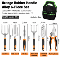 Ensemble d'outils de jardinage en acier inoxydable avec manche en bois, fourche, truelle et cultivateur pour la maison, le jardin et les plantes en pot