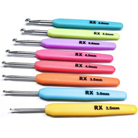 Agujas de Ganchillo Ergonómicas de Aluminio con Mango de Plástico, Coloridas, Tipo Bolígrafo, para Manualidades