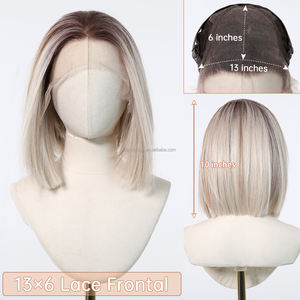 วิกผมตรงตรงลูกไม้ด้านหน้า13X6 HD ผมขาวไล่ระดับสีสำหรับผู้หญิงยุโรปและอเมริกา - Product Image 3