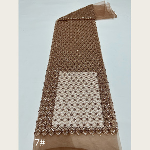 Tissu en <span class=keywords><strong>tulle</strong></span> perlé à motif losanges creux inclinés G4125, 8 couleurs, avec sequins, pour robe de mariée et de demoiselle d'honneur - Product Image 1