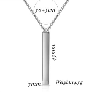 Collar con Colgante de Acero Inoxidable de 43 mm de Largo, Rectangular, Grabado con Láser, Nombre Personalizado, Joyería para Uso Diario, Regalo - Product Image 5