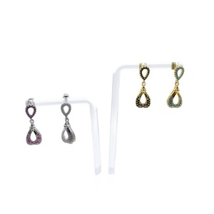 Pendientes colgantes con forma de corazón geométrico y piedras de circonio coloridas, joyería de aleación de zinc para fiesta para mujer - Product Image 5