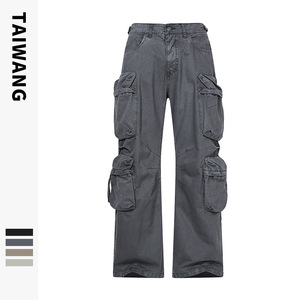 Pantalon décontracté pour <span class=keywords><strong>homme</strong></span> de style américain tendance, marque TT Custom, couleur <span class=keywords><strong>kaki</strong></span>, vêtements pour <span class=keywords><strong>homme</strong></span>, automne-hiver, jean ample délavé - Product Image 6