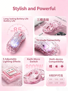 GravaStar Mercury M2 Hollow Gaming <b>Mouse</b> Tri-Mode Wireless RGB Transparent Alloy <b>Mouse</b> PAW3395 Sensor Lightweight Esports <b>Mouse</b> - Product Image 3