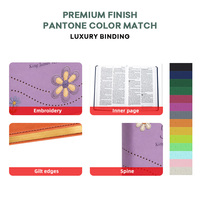 Service d'impression de livres en gros, styles personnalisés, fleurs mignonnes, bord doré, reliure cousue standard, impression CMYK, Bible