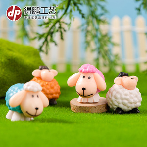 Figuras de ovejas lindas con orejas largas, decoraciones en miniatura para paisajes de musgo, animales de dibujos animados de PVC para set de juguetes DIY - Product Image 1