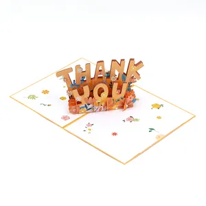 Universal 3D Paper Carved Customizable Greeting Cards Handmade Blessings 'Thank You' Messages Parents Wholesale pop up card