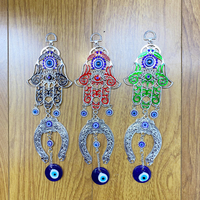 Décoration murale traditionnelle juive Feng Shui en alliage de zinc plaqué, pendentif main de Fatima Hamsa, ornement œil bleu contre le mauvais œil en verre