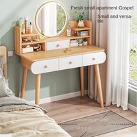 Table console avec miroir, style bois, coiffeuse avec miroir