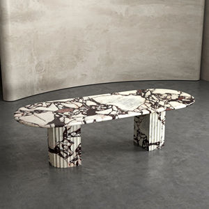 Роскошный дизайн, мебель из натурального камня, высококачественный обеденный стол из мрамора Calacatta с рифленым базовым верхом - Product Image 1