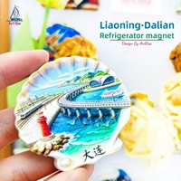 L'âme poétique d'une personne chinoise : aimants de réfrigérateur 3D avec paysage de la côte de Liaoning Dalian, autocollants magnétiques, souvenirs de voyage
