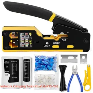 Network Pass Through All-in-One Ethernet Crimper RJ45 Crimping Tools Set For RJ45 8P/RJ11 6P Connectors
