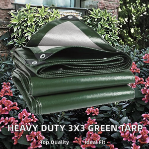 Bâche en tissu brocart 120 GSM imperméable 3m x 3m verte anti-UV/résistante aux déchirures avec œillets renforcés pour voiture, <span class=keywords><strong>piscine</strong></span>, caravane - Product Image 2