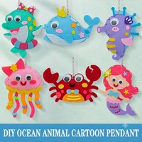 Kit de Bricolage DIY en Non-Tissé Thème Océanique : Poupée Animale Personnalisable, Forme à Coudre pour Enfants, Pendentif Ludique, Jouet Éducatif pour Maternelle, Petit Cadeau