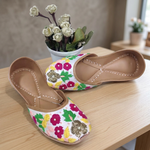 Floral Embroidered Genuine Leather Flat Traditional Fashion Trend <b>Toe</b> Elastic Band Women's Walking Style Shoes Breathable All - Product Image 1