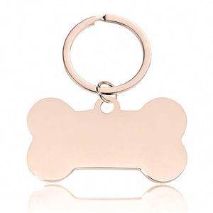 Pet ID Tag Dog Bone Keychain Mirror Polished Stainless Steel Collar Bone Tag Keyring DIY Jewelry Making Accessory Blank <b>Key</b> <b>Ring</b> - Product Image 6