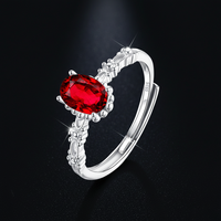 Bague ajustable en argent S925 avec pierres précieuses naturelles : Améthyste, Rubis, Topaze, Péridot, Grenat, Cristal pour Femme
