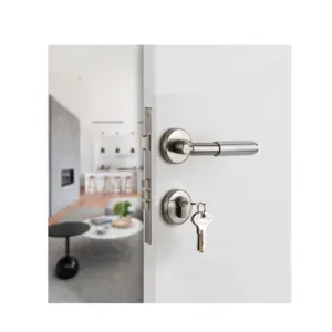 Direct Factory Supply Stainless Steel Satin Chrome Mortise Door Handle with Lock for Home office and Hotel Use