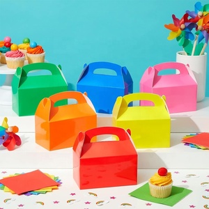 Sinh Nhật Quà Tặng Đám Cưới Pastry <span class=keywords><strong>Gable</strong></span> Thực Phẩm Hộp Giấy Có Thể Tái Chế Nhỏ Đầy Màu Sắc Đảng Với Xử Lý Đối Với Đảng Bánh Đỏ Cupcake Hộp - Product Image 3