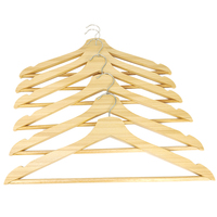 Cintre en bois rond à un seul niveau de qualité supérieure en gros personnalisé avec encoche antidérapante pour les magasins et les salons de vêtements