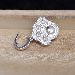 S925 Silver Pearl Accessories Universal Buckle Cat Claw Pendant Empty Stand 6-7.5mm <b>Spacers</b> for 3-4mm Beads 5713 Pendant Stand - Product Image 3
