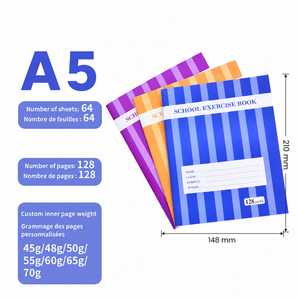 Cahier d'exercices scolaire personnalisé agrafé, lignage Seyès, couverture cartonnée, pour étudiants, fabrication en usine - Product Image 3