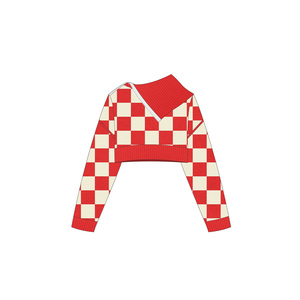<span class=keywords><strong>Pull</strong></span> en maille asymétrique à <span class=keywords><strong>col</strong></span> <span class=keywords><strong>roulé</strong></span> pour <span class=keywords><strong>femme</strong></span>, motif écossais, coupe oversize, avec boutons, décontracté, court, pour l'hiver - Product Image 6
