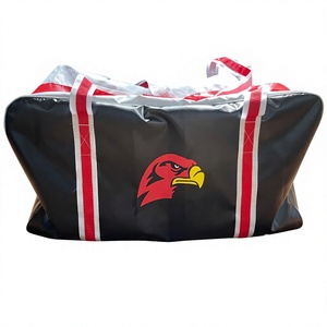 Bolsa Deportiva Negra con Logotipo de Águila Roja, Resistente al Agua, para Artículos Deportivos, con Forro de Poliéster y Cierre de Cremallera - Product Image 1