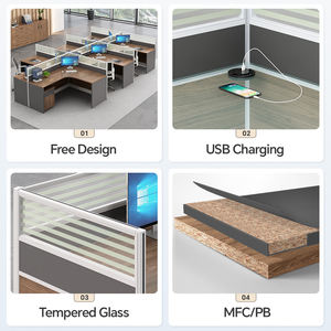 Escritorio modular para personas de 4 y 6 plazas, estación de trabajo de oficina abierta, sillas y mesas, cajón de oficina con mesa, particiones de oficina - Product Image 4