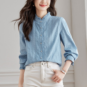 <span class=keywords><strong>Camicia</strong></span> da donna giapponese con colletto a risvolto piccolo e maniche lunghe bianche, nuova collezione autunnale, stile giovanile - Product Image 6