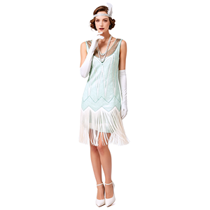 Robe de soirée <span class=keywords><strong>Charleston</strong></span> à paillettes pour femmes, style années 1920-1930, col en V, ornée de perles et de franges, pour bal, mariage, cocktail - Product Image 4
