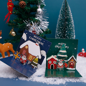 Biglietti d'Auguri 3D Pop-up Natalizi con Scena Invernale Montagna e Neve, Babbo Natale, Area Vuota per Scrittura, Vendita all'Ingrosso - Product Image 3