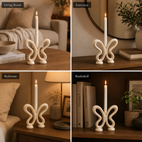 Porte-bougie moderne en forme de papillon en céramique, accessoires de décoration pour la maison, la salle à manger, la table, la décoration de mariage
