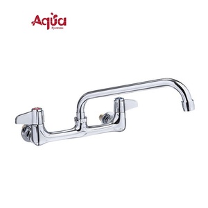 Grifo de cocina de doble manija, grifo mezclador comercial de latón para fregadero, grifo moderno de lujo para montaje en pared - Product Image 1