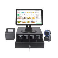 Sistema POS Todo en Uno de 15.6 Pulgadas con Pantalla Táctil, Terminal de Caja Registradora, Lector NFC e Impresora para Comercio Minorista y Restaurantes