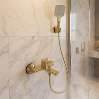 Ensemble de douche mural moderne en laiton poli de haute qualité, double fonction, avec robinet de baignoire en céramique, jet doux pour villa et appartement