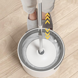 360 °   Serpillère Magique Plate Rotative avec Seau Essoreur pour Nettoyage Humide et Sec, Panier en Plastique pour Sols Domestiques - Product Image 4
