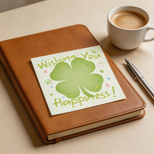 Bloc de Notas con Diseño de Trébol de Cuatro Hojas, Notas Adhesivas Coloridas con Diseño de Felicidad, 30 Hojas para Notas Diarias - Product Image 4