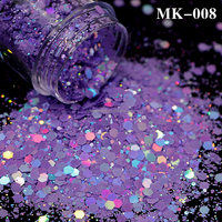 Penjualan Panas Bubuk Glitter Holografik Macaroon Chunky Mix Hitam untuk Tumbler PET Kemasan Kerajinan 1/2 Kilogram Pabrik