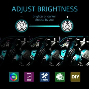 RGB uzaktan kumanda iç 5050 dekoratif LED şerit atmosfer araba ışıkları APP müzik kablosuz uzaktan kumanda
