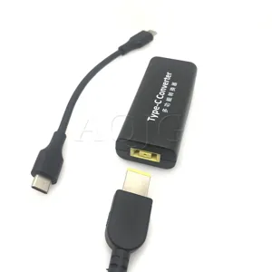 DC USB Tipe C Konektor Adaptor Konverter Pengisi Daya Pria untuk Lenovo Dell Hp Asus Adaptor Laptop 20V 3,25a Steker Persegi Perempuan