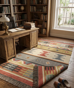 Southwestern Geometric Handwoven Wool Jute Tribal <b>Kilim</b> <b>Runner</b> Rug Boho Farmhouse Carpet for Hallway Rustic Home Floor Deco - Product Image 2