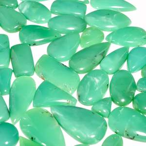 Cuentas verdes, piedras preciosas naturales de crisoprasa, cuentas verdes sueltas pulidas suaves para la fabricación de joyas, piedras preciosas de cabujón indio - Product Image 5