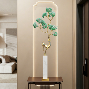 Adorno de Ciervo de la Suerte, Nuevo Estilo Chino, Árbol de Pino de Jade Dorado para Entrada, Sala de Estar, Mueble de TV, Hotel, Nicho - Product Image 2