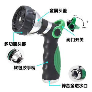 Pistola de agua para jardín con boquilla de plástico verde, patrones de pulverización variables, llave de pulgar para riego, lavado de coches y uso doméstico. - Product Image 3